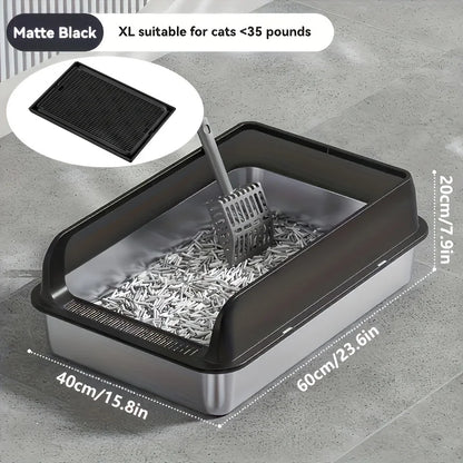 Extra Large Stainless Steel Cat Litter Box with Lid