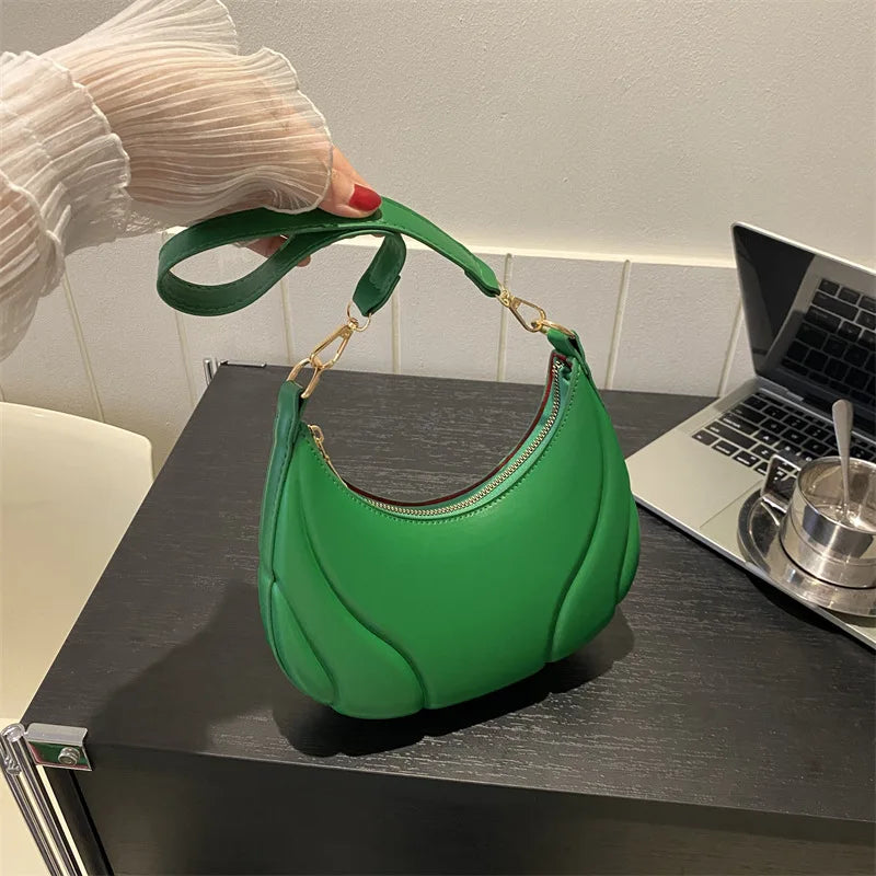 Women’s Half Moon PU Leather Shoulder Bag