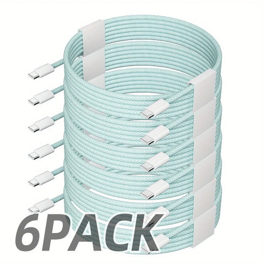 6-Pack USB-C to USB-C 60W Fast Charging Cable