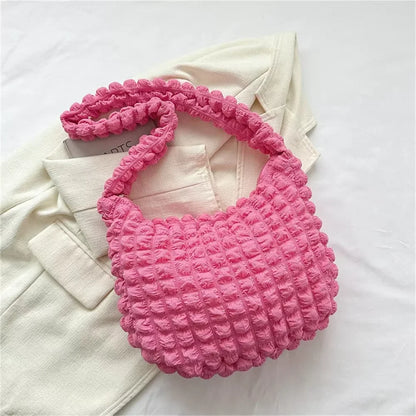 Pleated Quilted Crossbody Shoulder Bag