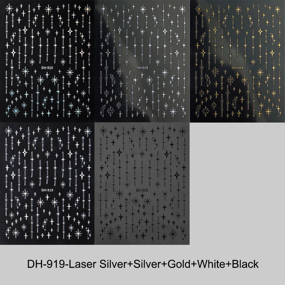 3D Laser Star Nail Art Stickers
