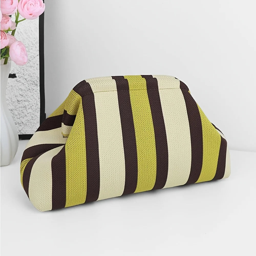 Striped Woven Knit Cosmetic Bag