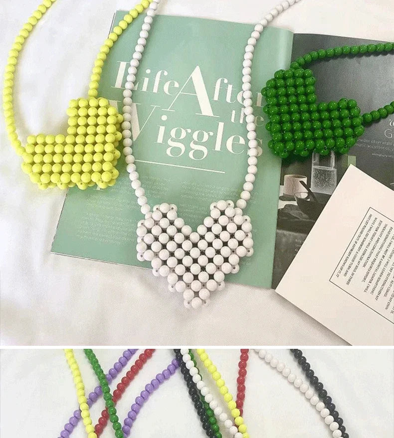 Mini Heart Beaded Crossbody Bag