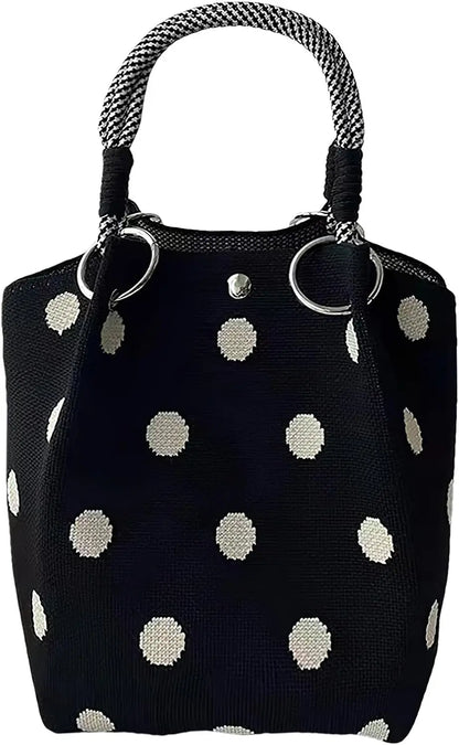 Mini Knitted Bucket Bag – Colorblock Women’s Handbag