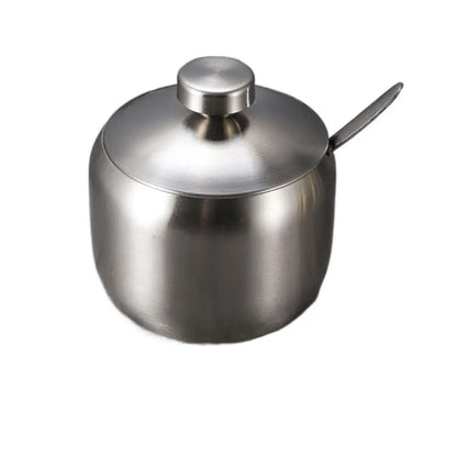 Stainless Steel Sugar Bowl with Lid & Spoon