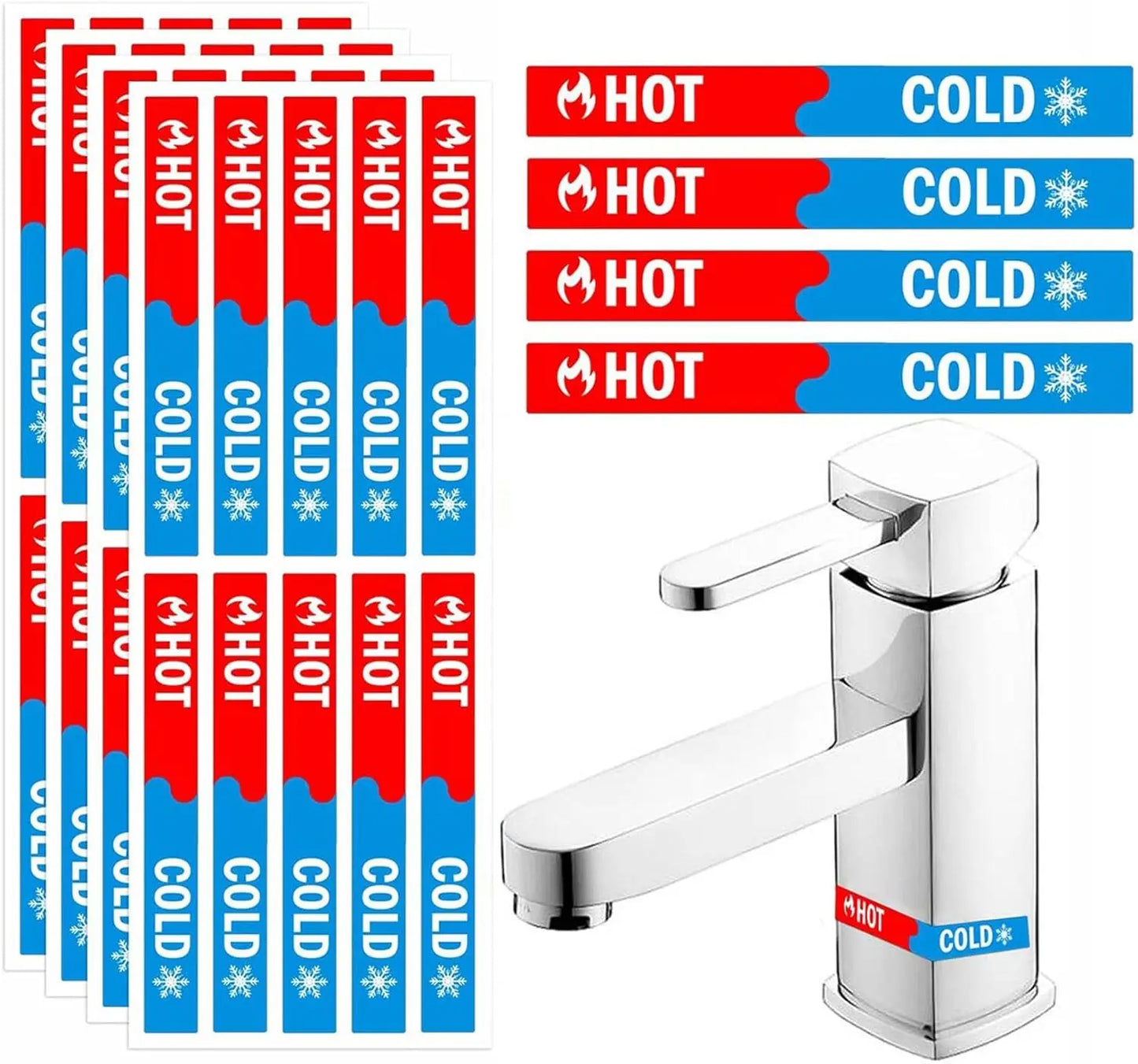 3D Hot & Cold Water Faucet Indicator Stickers