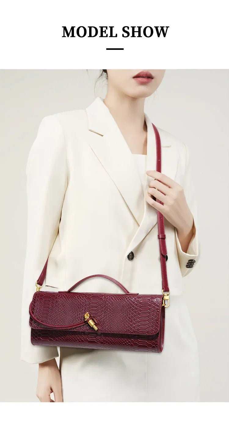 Luxury Snakeskin Top Handle Shoulder Bag