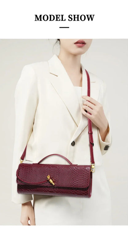 Luxury Snakeskin Top Handle Shoulder Bag