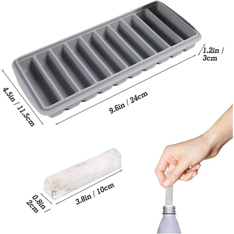 Silicone Long Ice Stick Tray with Spill-Resistant Lid