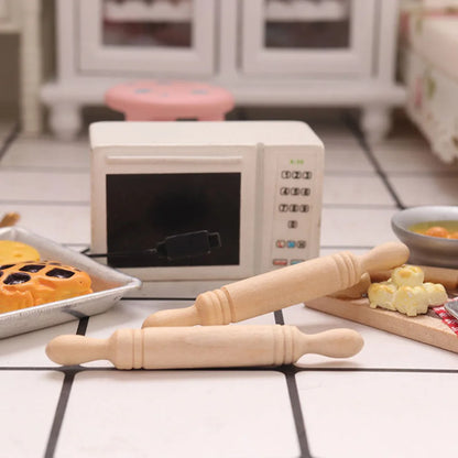 Miniature Wooden Rolling Pins for Dollhouse, Crafts & Pretend Play