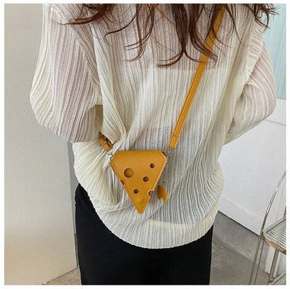 Cheese-Shaped Mini Crossbody Bag for Women