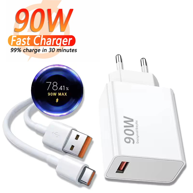 90W USB Fast Charger with Type-C Cable