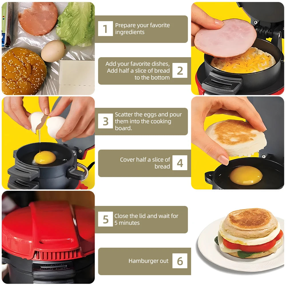 3-in-1 Sandwich, Burger & Egg Breakfast Machine