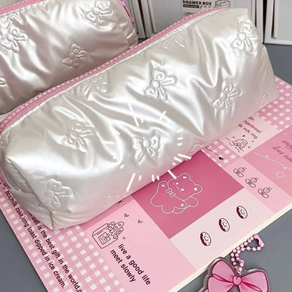 Pink Bow Pencil Case with Large Capacity Storage