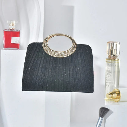 Pleated Shimmer Evening Clutch Bag