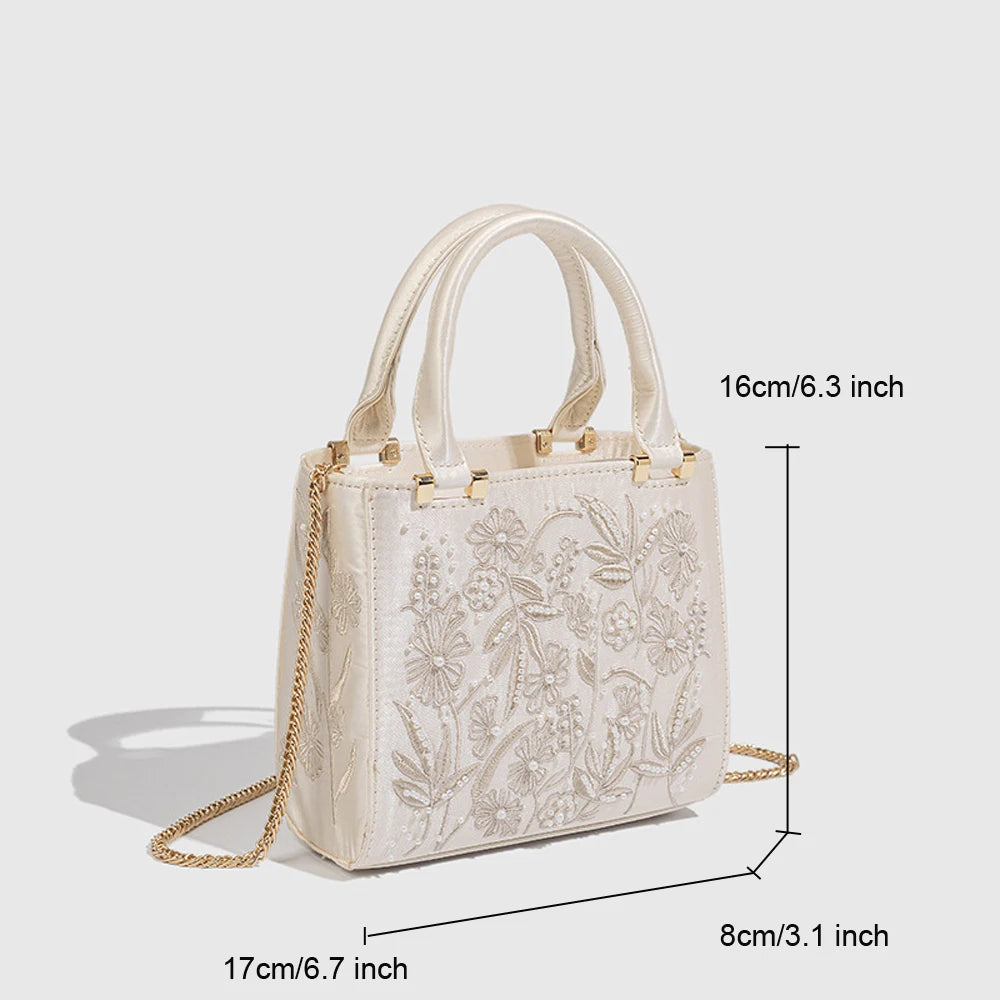 Pearl Beaded Mini Tote Bag