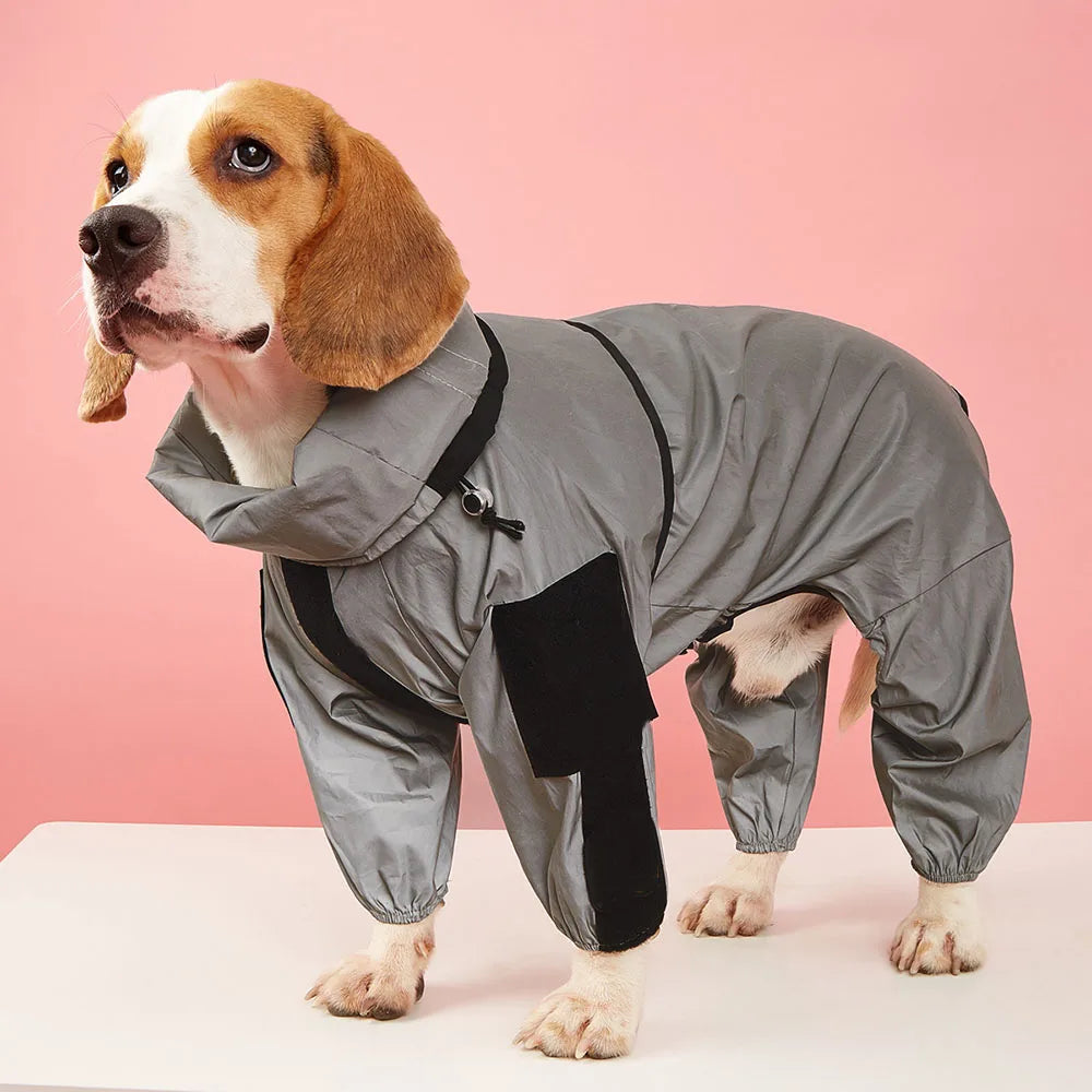 Reflective Waterproof Dog Raincoat Jumpsuit