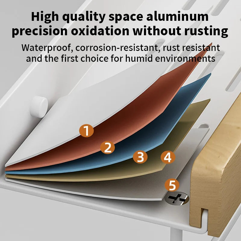 Wood & Aluminium Wall Storage Shelf