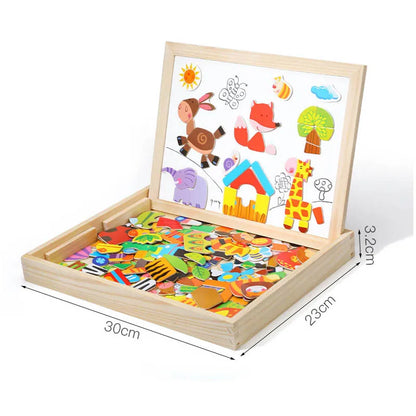 Wooden Magnetic Puzzle & Drawing Board Set