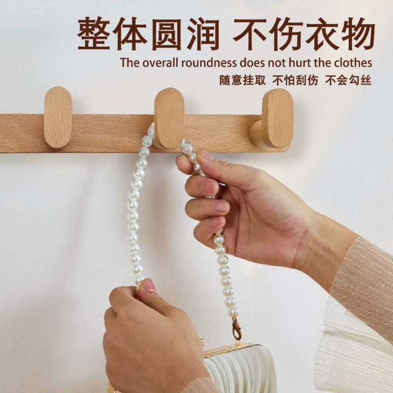 Nordic Solid Wood Wall Hook Rack