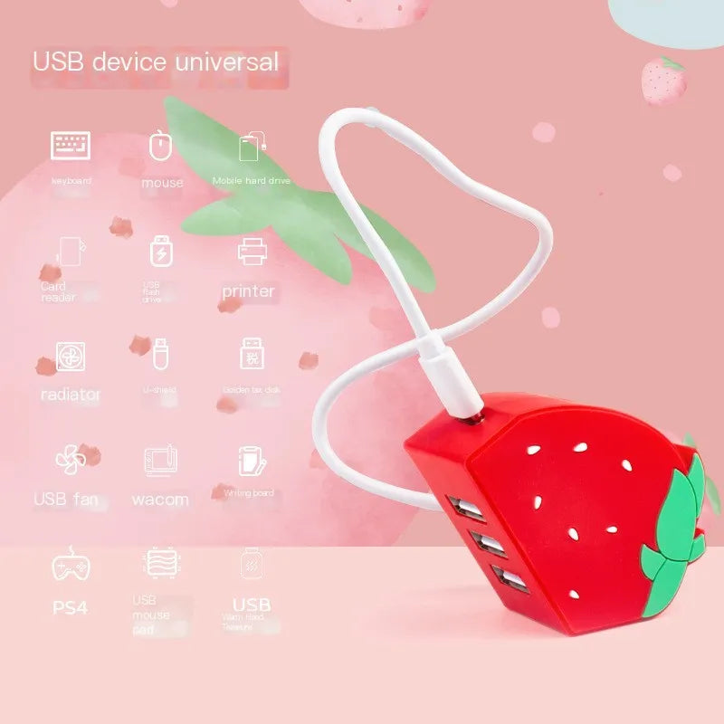 3-Port USB 2.0 Expansion Hub – Cartoon Fruit Design