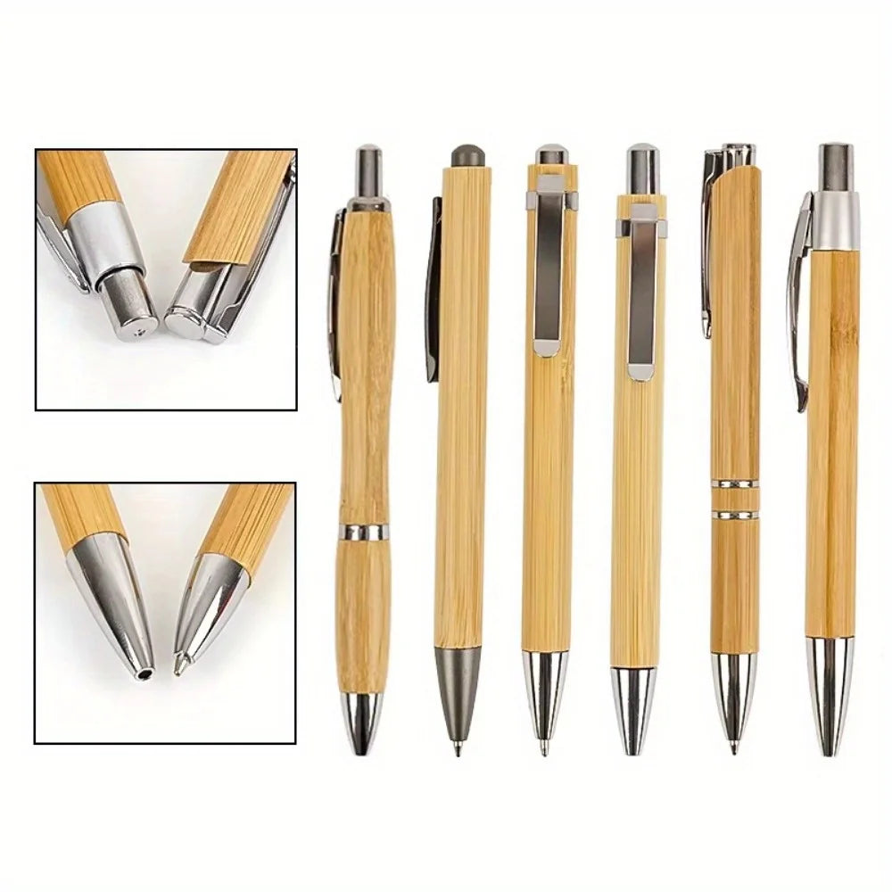 Bamboo Retractable Ballpoint Pen Set