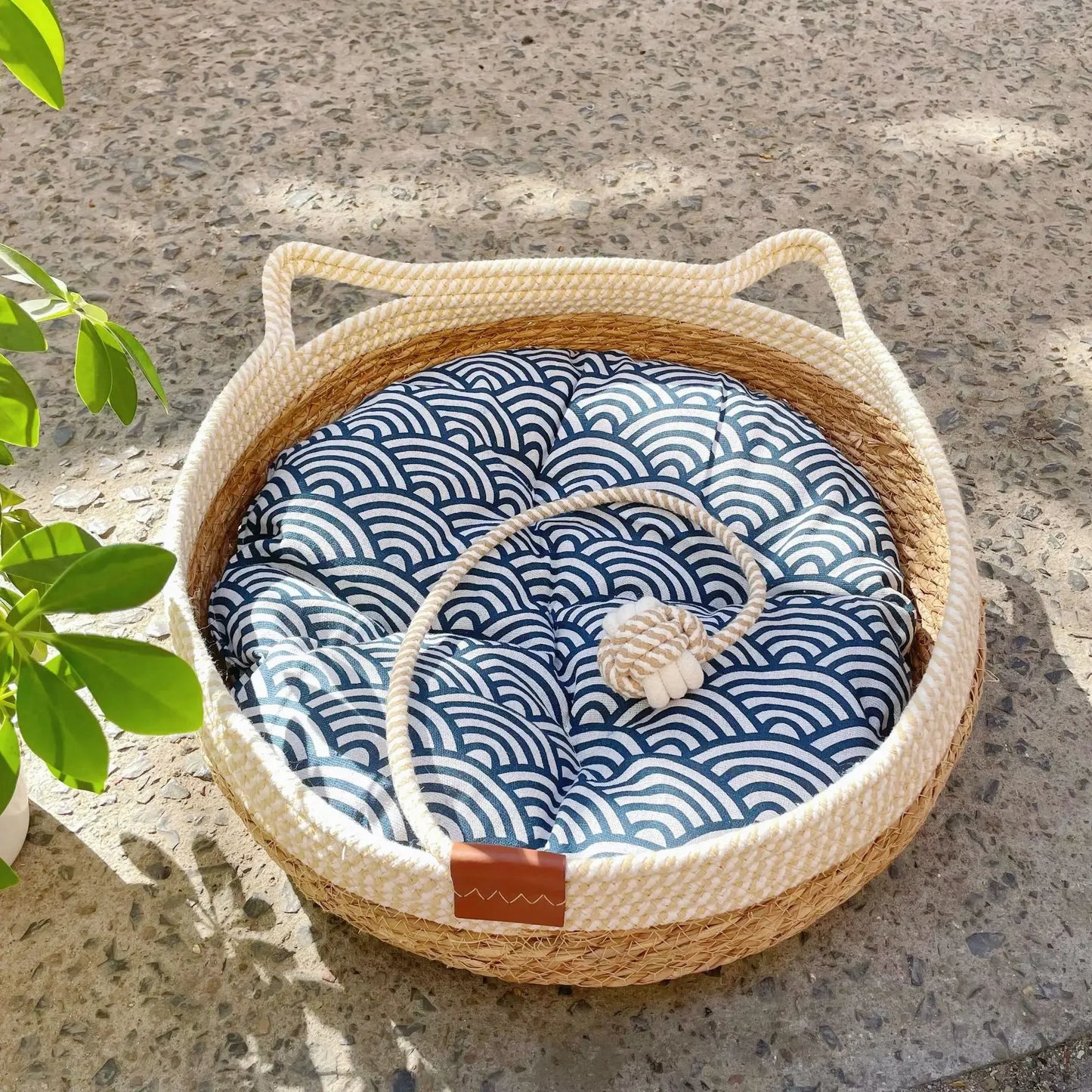 Handwoven Wicker Cat Bed
