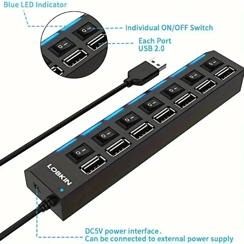 USB 2.0 Multi-Port Hub with Switches