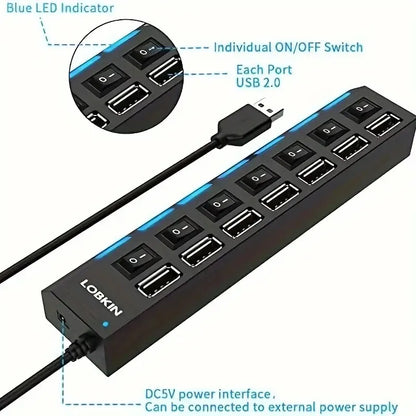 USB 2.0 Multi-Port Hub with Switches
