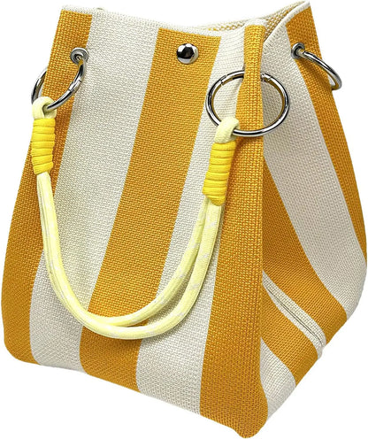 Mini Knitted Bucket Bag – Colorblock Women’s Handbag