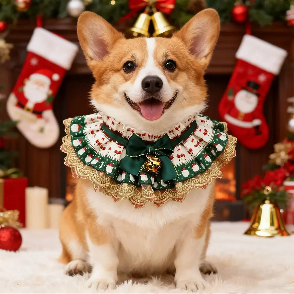Christmas Adjustable Pet Lace Bandana Collar