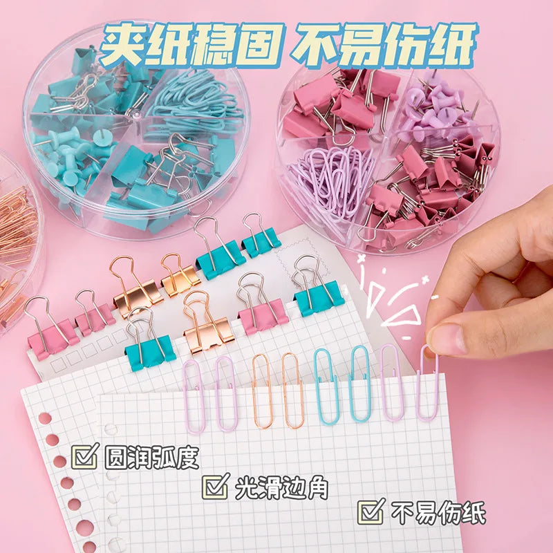 Pastel Binder Clips & Paper Clips Set