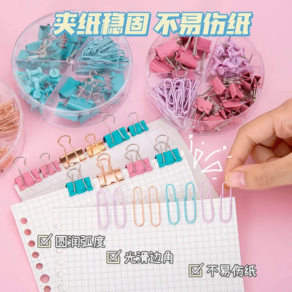 Pastel Binder Clips & Paper Clips Set