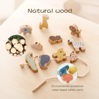 Wooden Animal Threading Toy Set