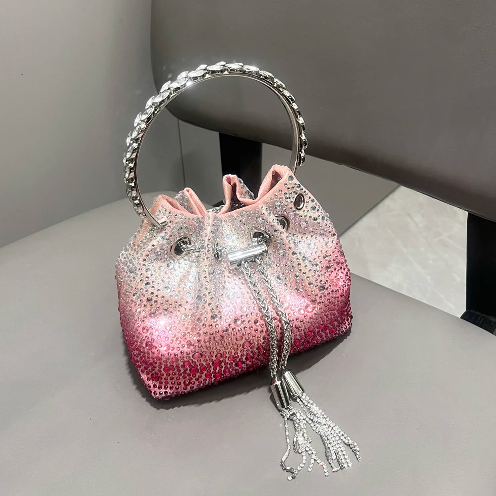 Luxury Rhinestone Bucket Evening Bag