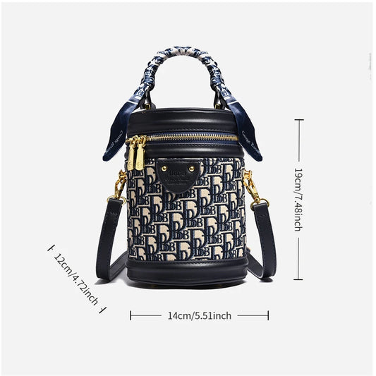 Women’s Cylindrical PU Leather Bucket Bag