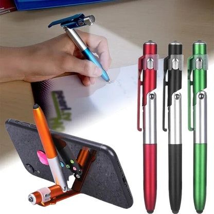 4-in-1 Multifunction Ballpoint Pen with LED Light & Phone Stand