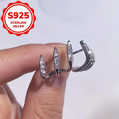 925 Sterling Silver Curved Stud Earrings Set