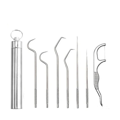Reusable Stainless Steel Toothpick Set with Portable Storage Case
