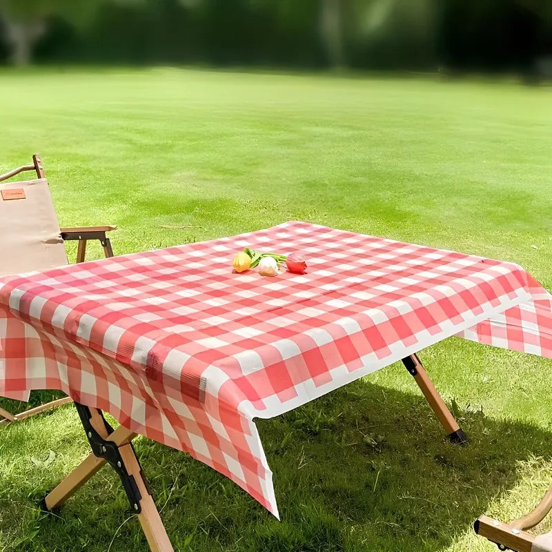 Disposable Checkered Plastic Tablecloth