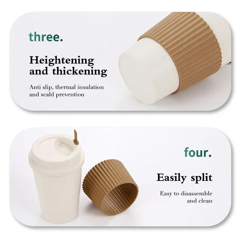 450ml Wheat Straw Reusable Coffee Cup with Lid