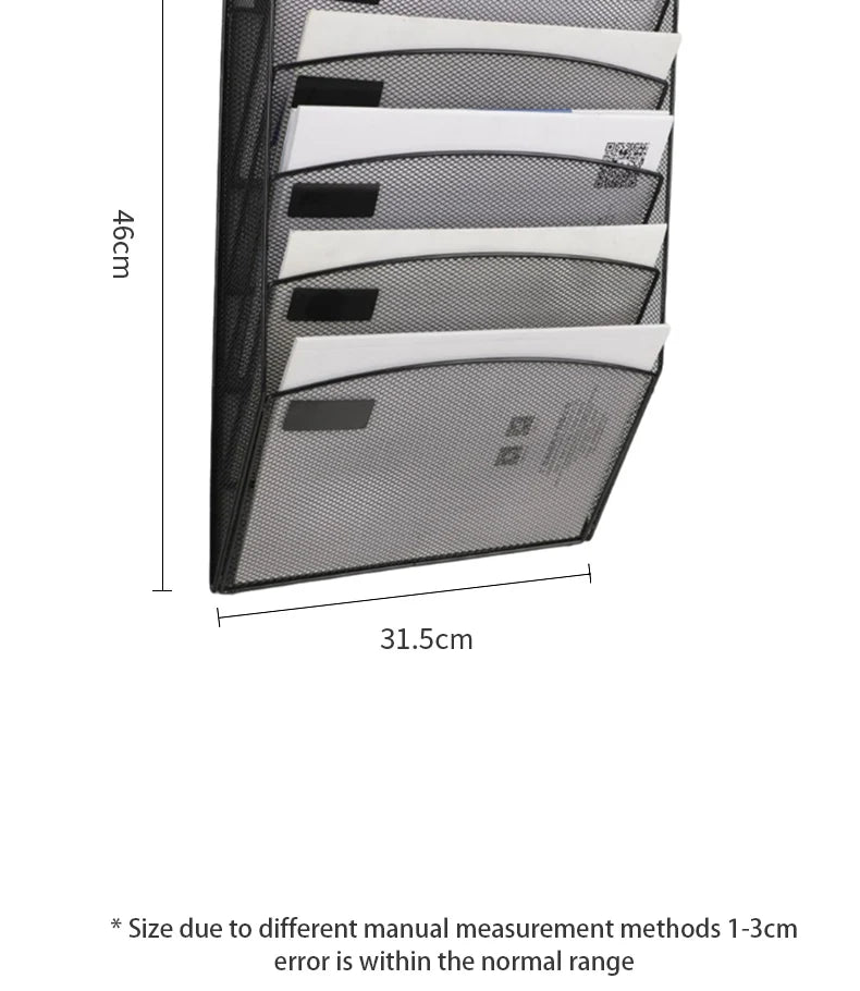 Mesh Desk File Organizer, 5-Tier Vertical Document Tray with Wall Mount Option