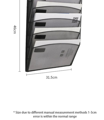 Mesh Desk File Organizer, 5-Tier Vertical Document Tray with Wall Mount Option