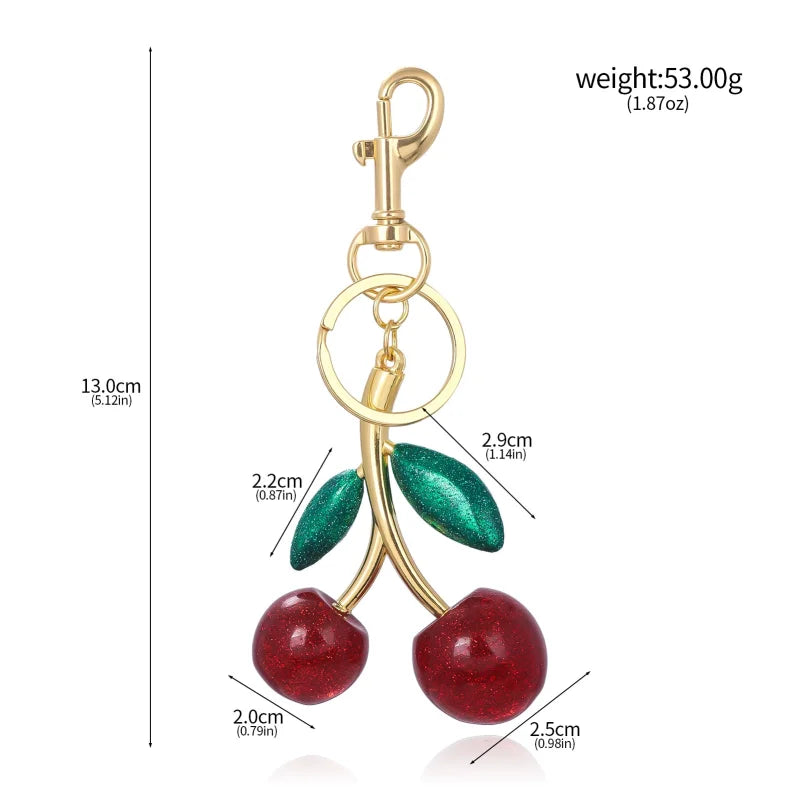 Red Cherry Pendant Keychain Charm