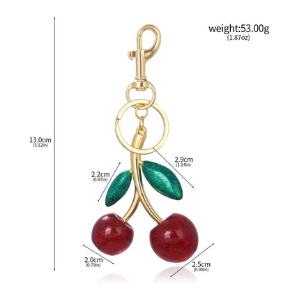 Red Cherry Pendant Keychain Charm