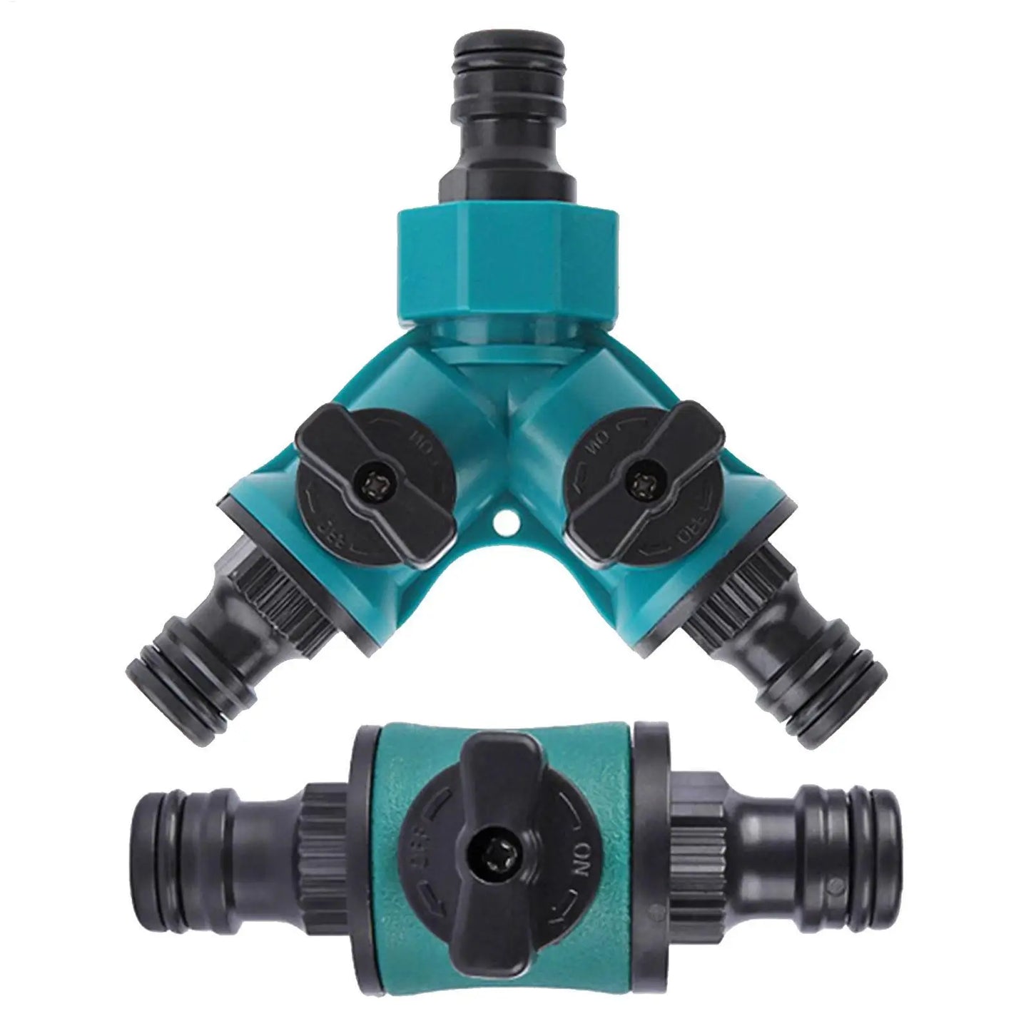 2-Way Garden Hose Splitter with Shut-Off Valve