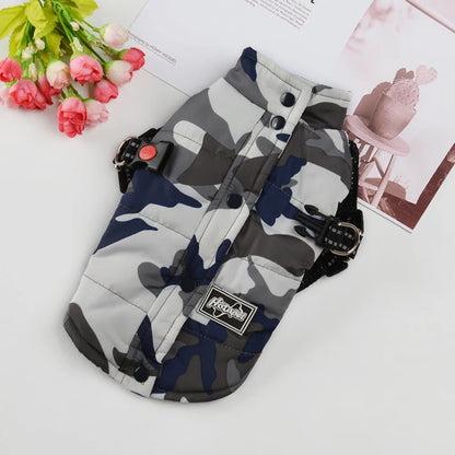 Winter Dog Vest Jacket with Harness