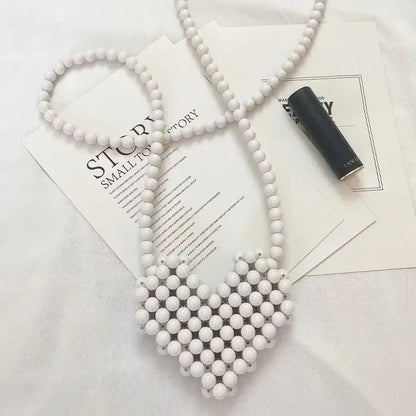 Mini Heart Beaded Crossbody Bag