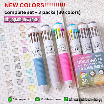 0.8mm Soft Grip Multi-Colour Ballpoint Pen for Drawing & Writing