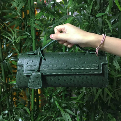 Ostrich Print PU Leather Shoulder Bag